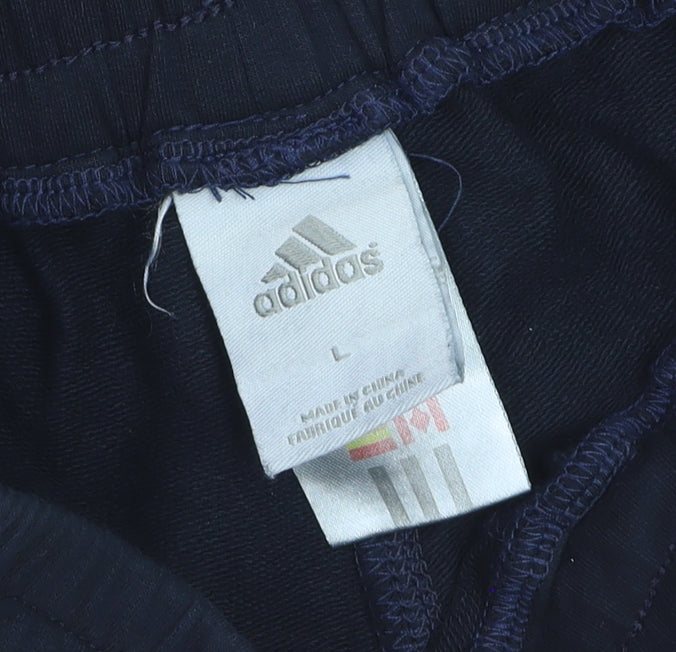 Adidas Boys Blue Jogger Activewear Trousers L Cotton Fleece