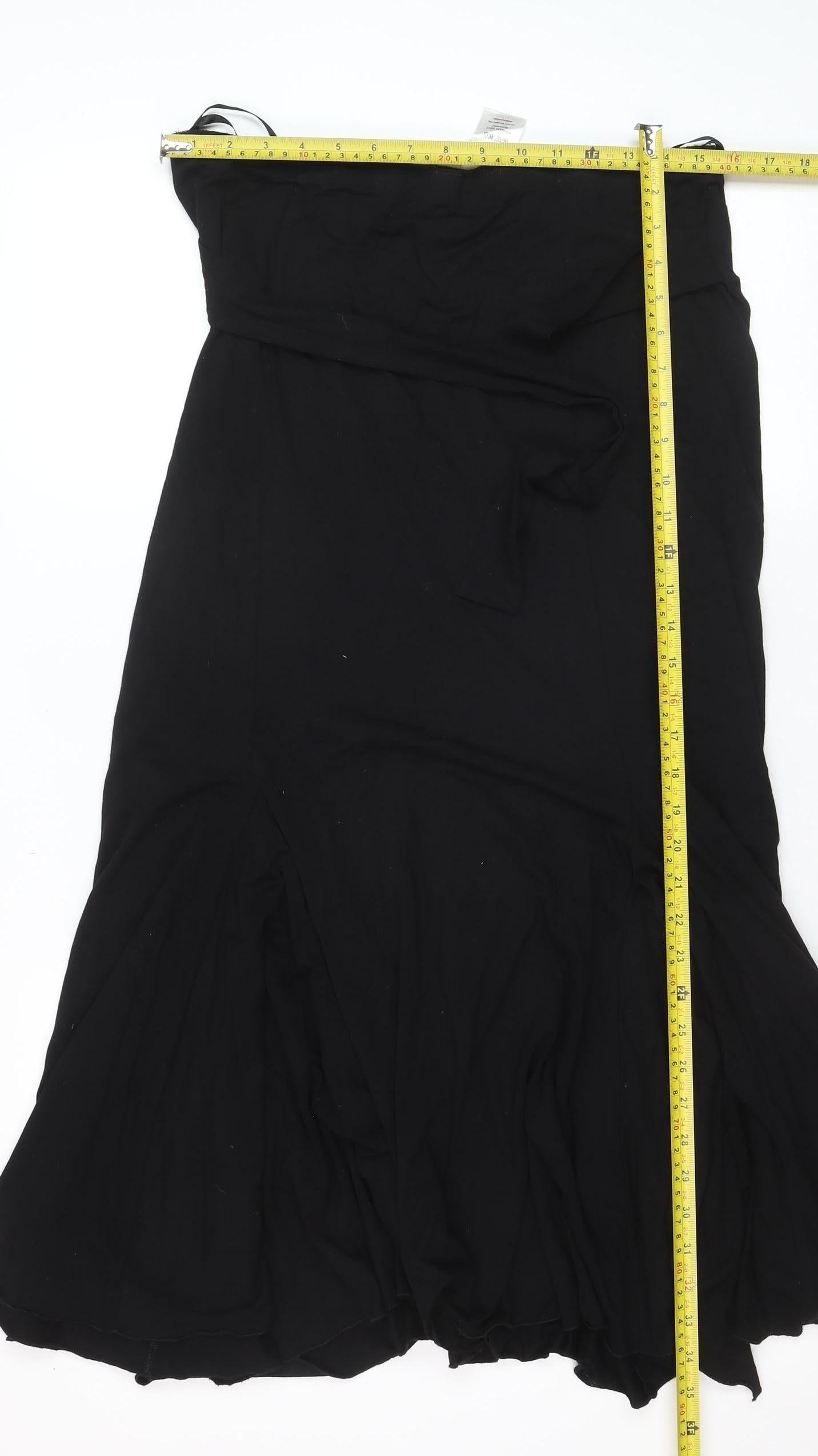 Next Women Black Midi Flare Skirt Size 18 Stretch Viscose