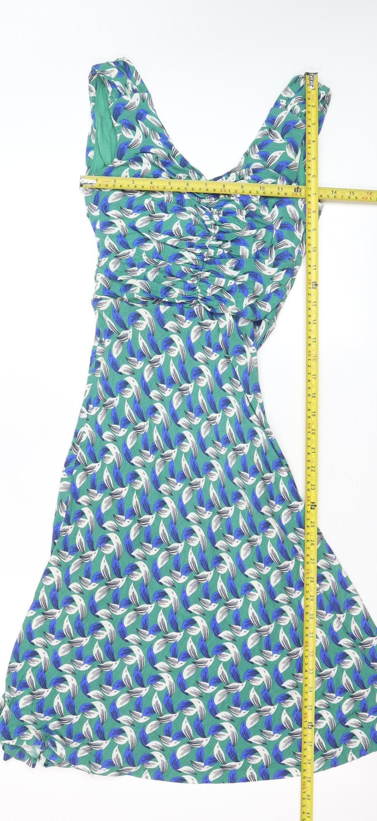 Boden Womens Green Floral Viscose Jersey Wrap Dress Size 12