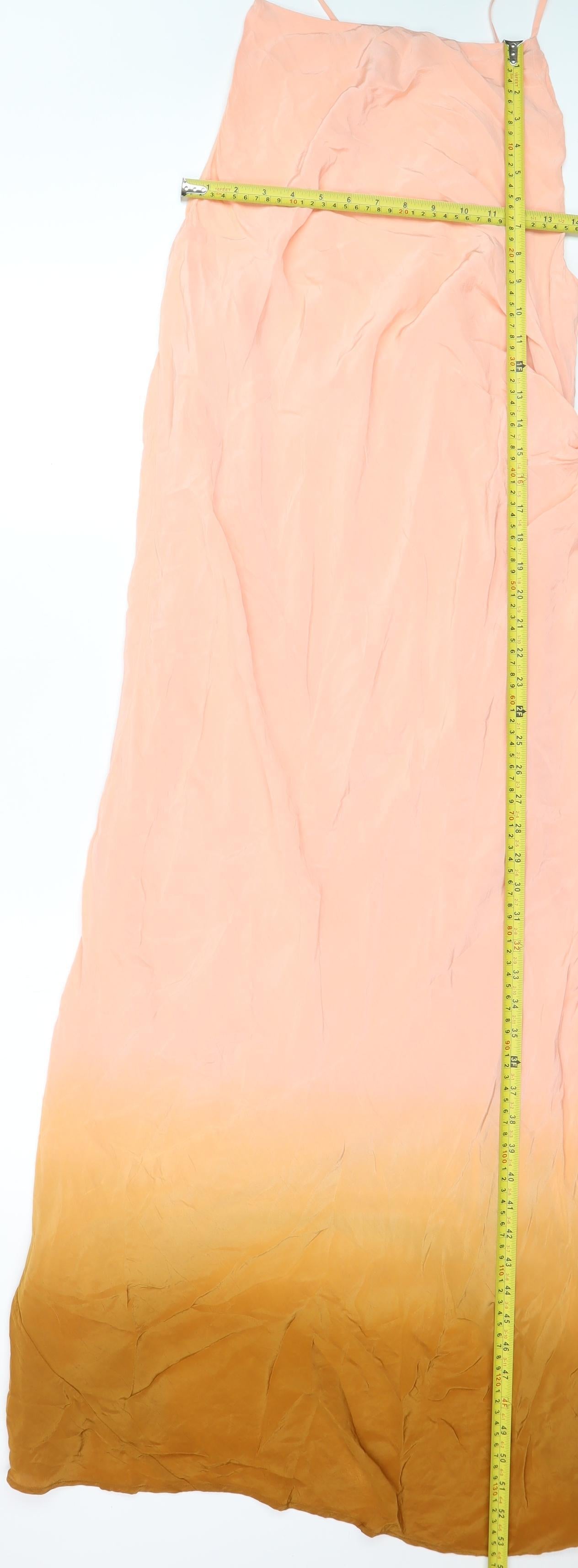 Marks and Spencer Women Orange Ombre Slip Dress Size 16 Summer Long