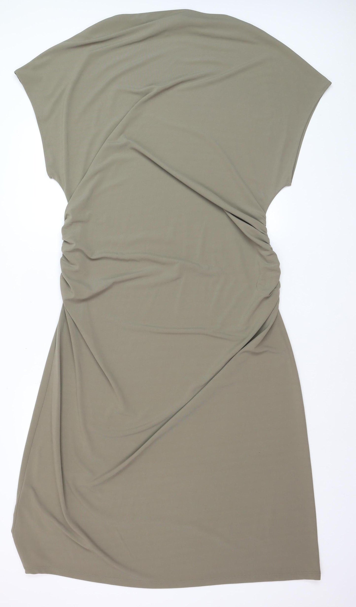 Marks and Spencer Women Beige Size 18 Ruched Sheath Knee Length Dress