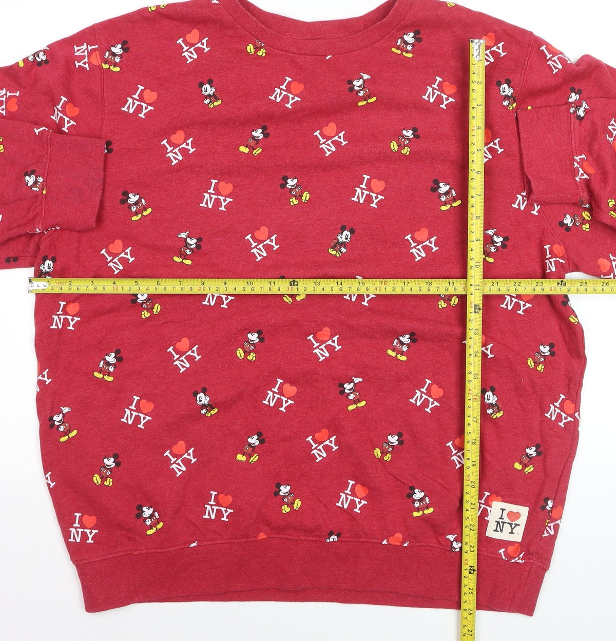 Disney Store Womens Red Mickey Mouse I Love NY Sweatshirt 2XL Cotton Blend