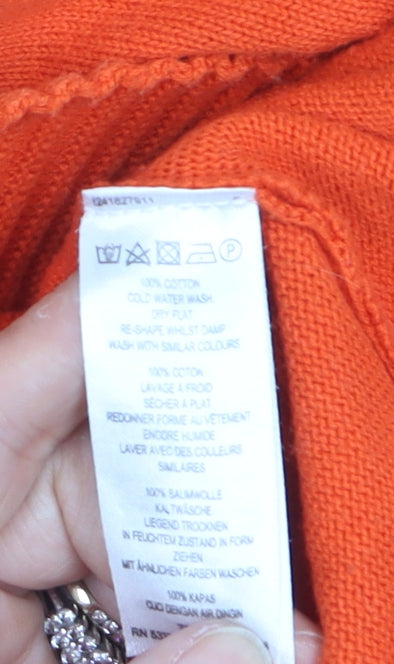 French Connection Women's Orange Cotton Crew Neck Jumper Size S