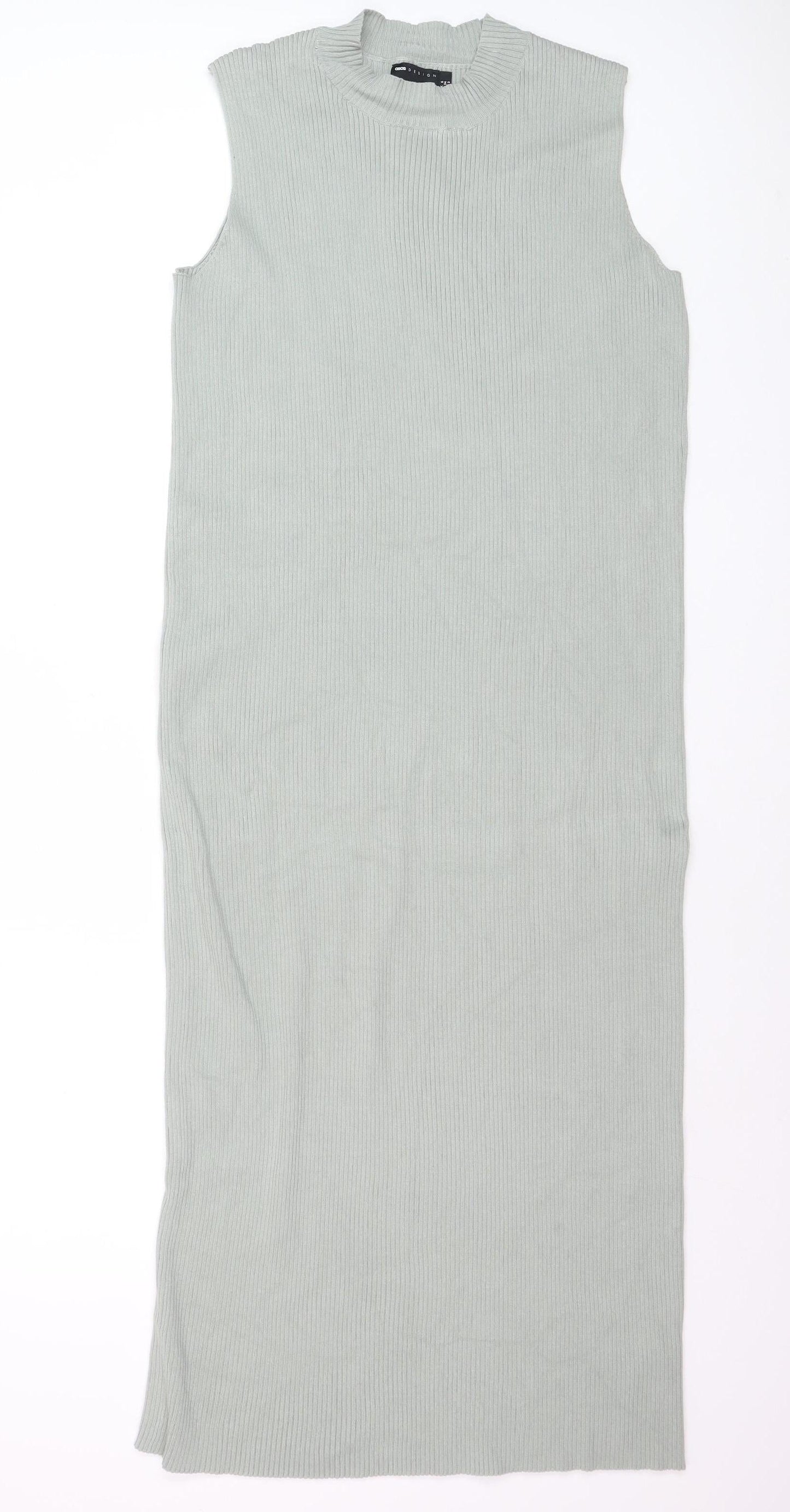 ASOS DESIGN Women’s Grey Sleeveless Ribbed Bodycon Midi Dress Size 6