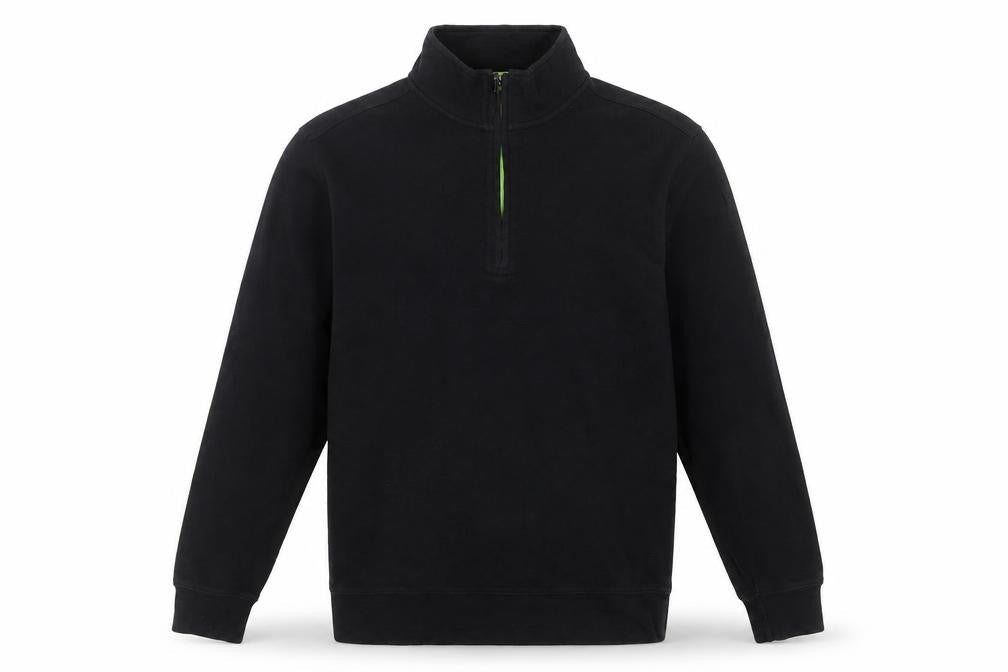 b Mens Black L 1/4 Zip Cotton Pullover Sweatshirt