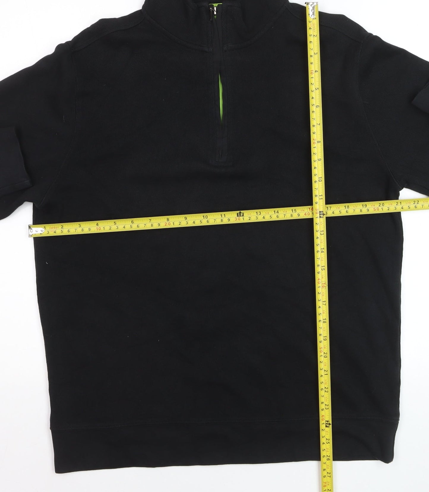 b Mens Black L 1/4 Zip Cotton Pullover Sweatshirt