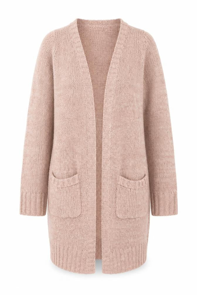 Front view of Originals Knitwear Women Beige Chunky-Knit Cardigan Small