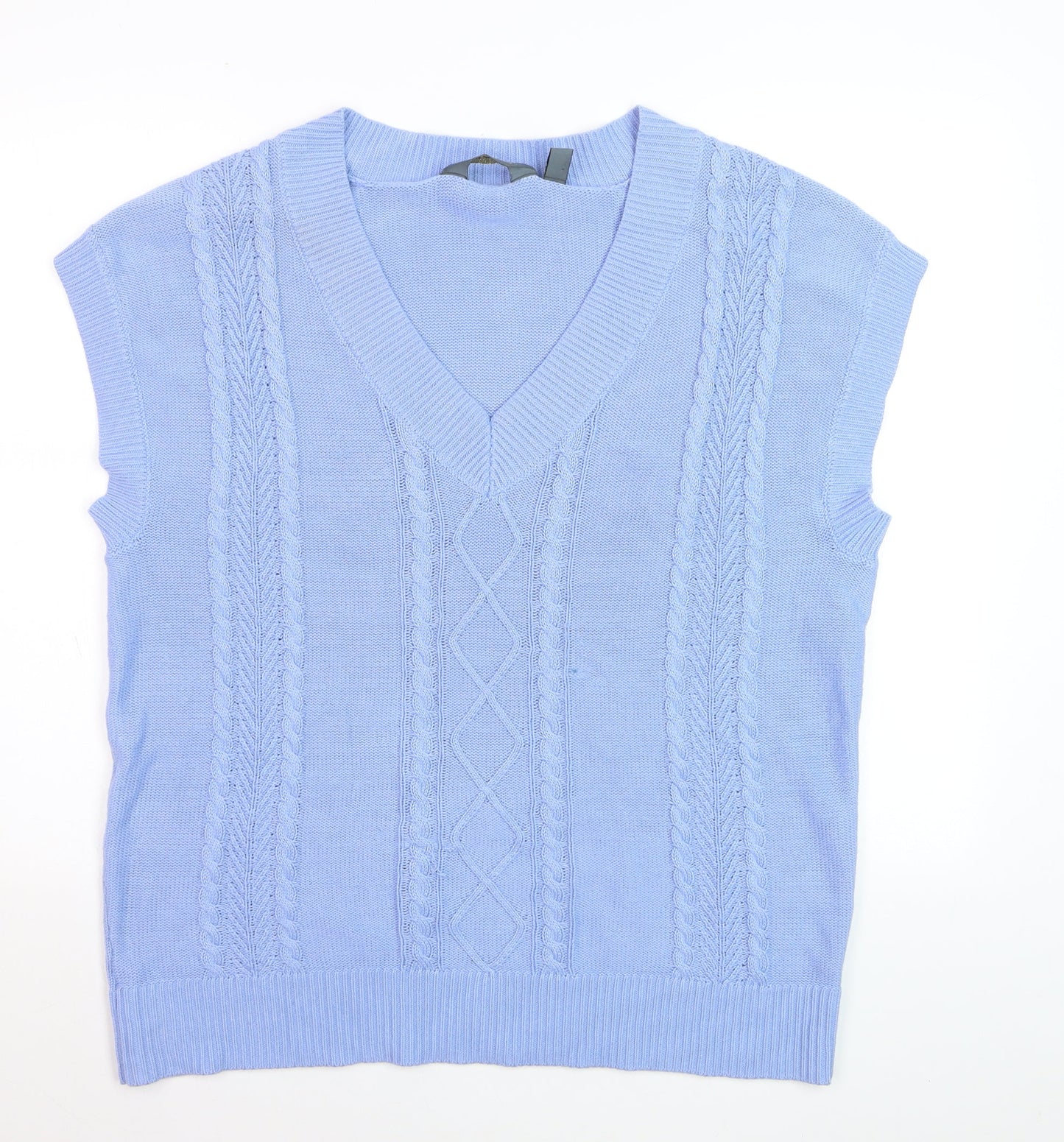 Ruth Langsford Women's Blue V-Neck Cable Knit Sleeveless Vest M