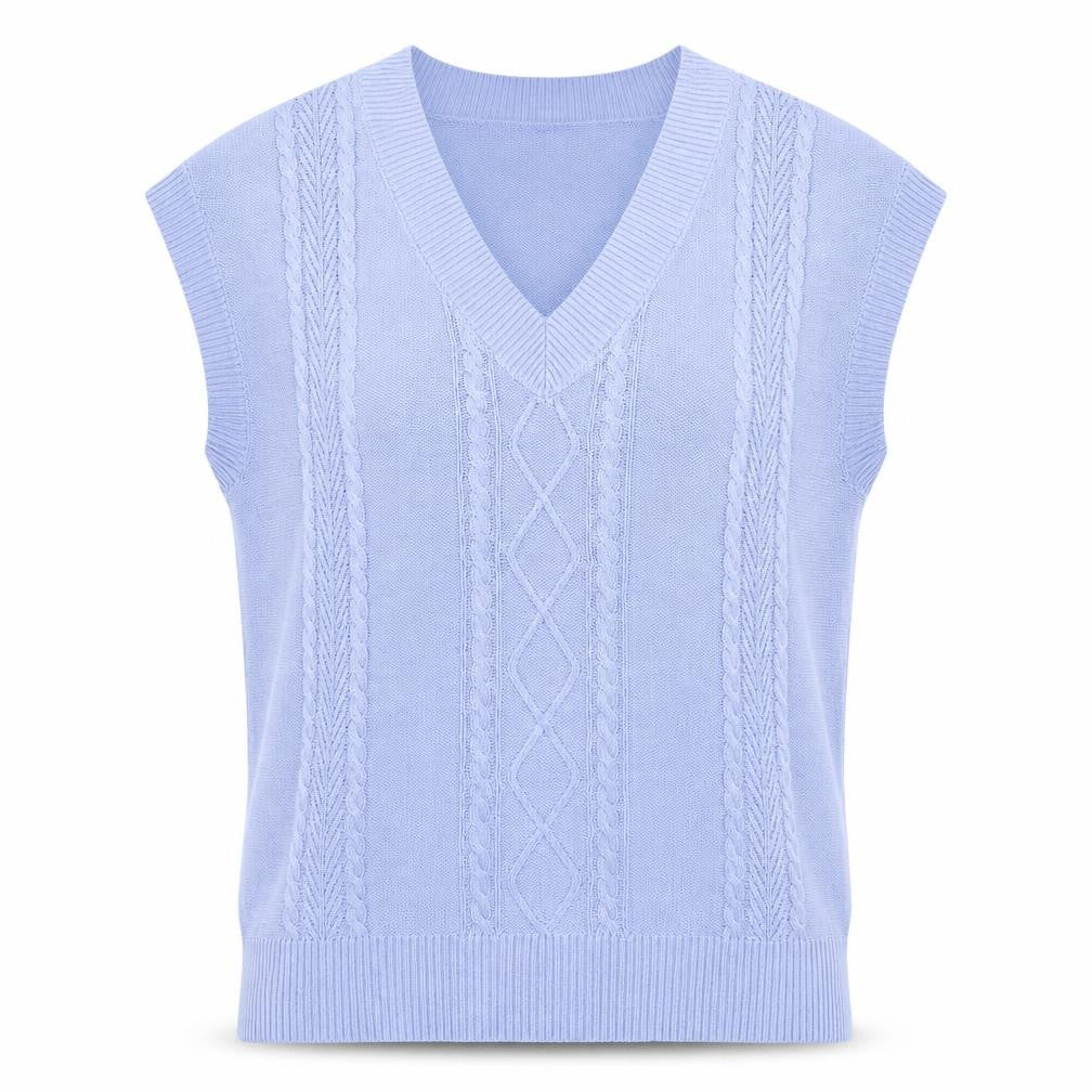 Ruth Langsford Women's Blue V-Neck Cable Knit Sleeveless Vest M