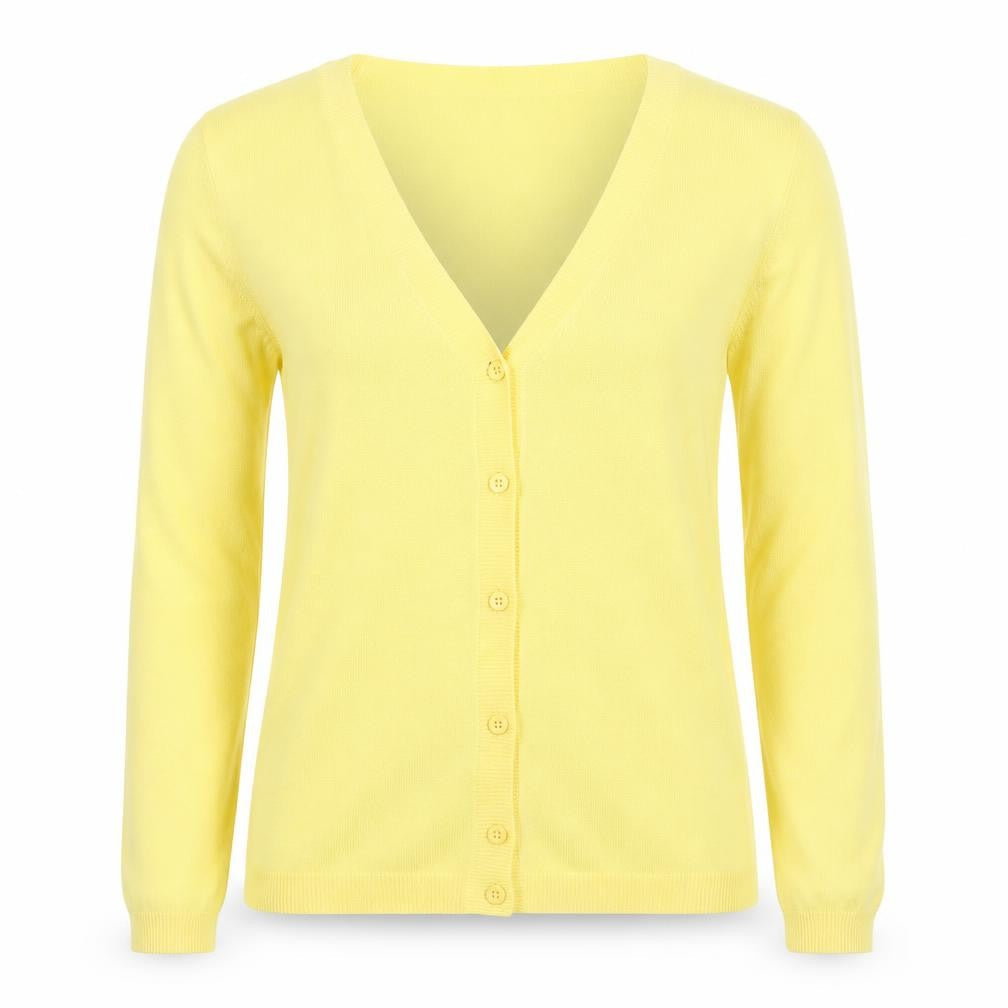 La Redoute Women Yellow Acrylic Blend V-Neck Cardigan Size 10-12