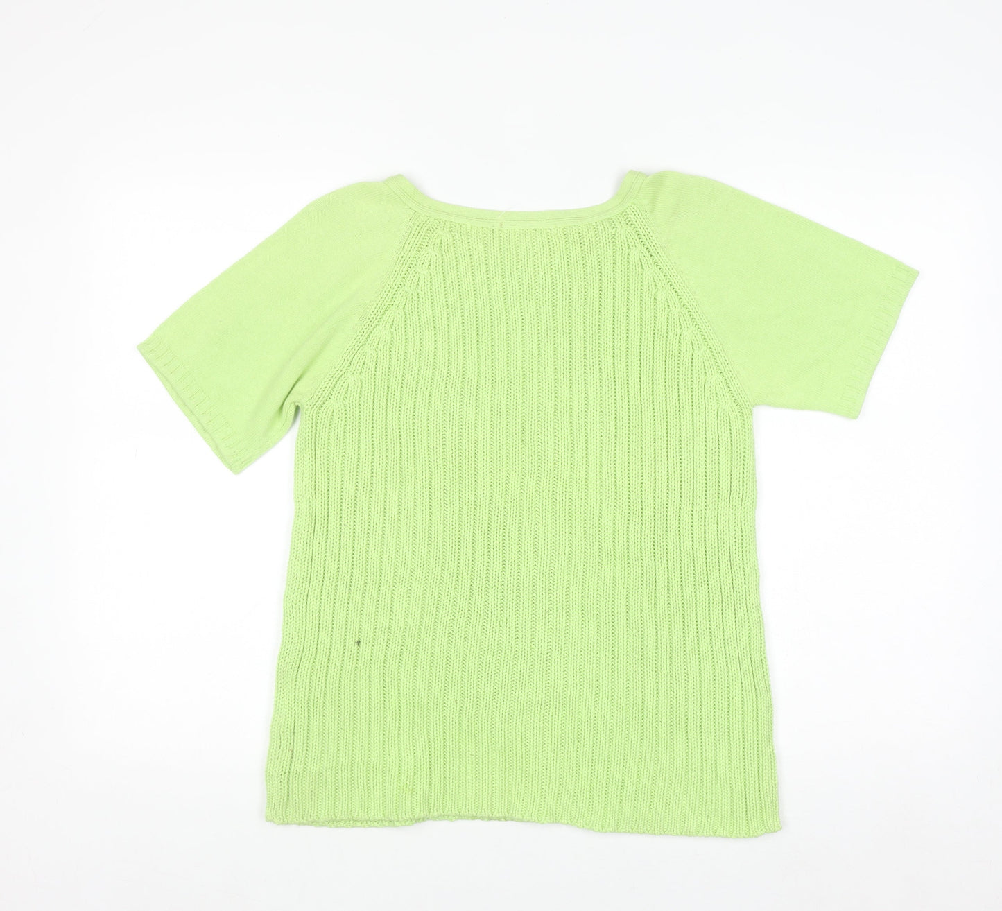Cotton Ginny Women Green L Knit Short Sleeve Pullover Jumper