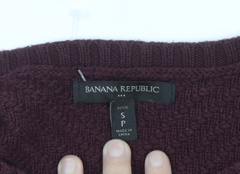 Banana Republic Women's Purple Petite Crew Neck Cotton Jumper S