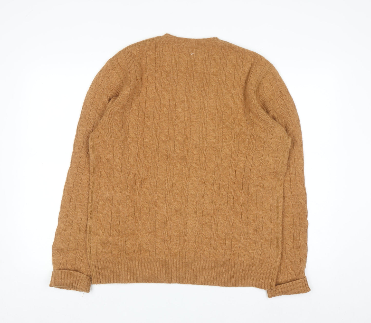 Banana Republic Men's Beige Cable-Knit Wool Angora Cashmere Jumper M