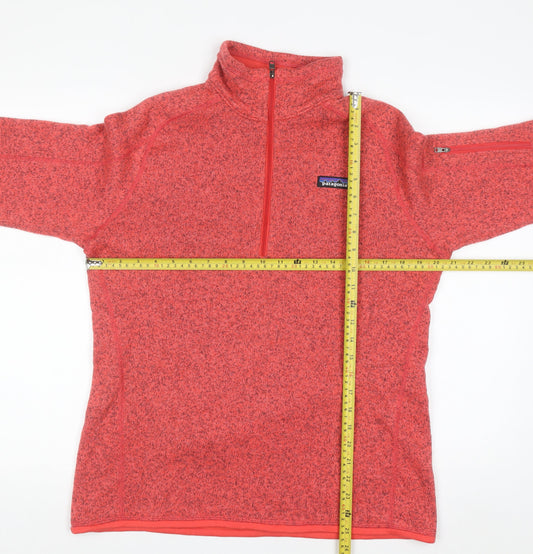 Patagonia Womens Red 1/4 Zip Fleece Sweatshirt Size L