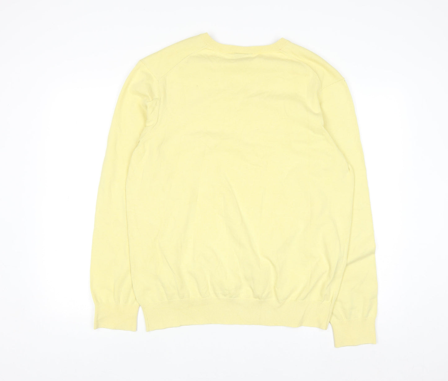 Peak Performance Men's Yellow V-Neck Cotton Knit Jumper XL