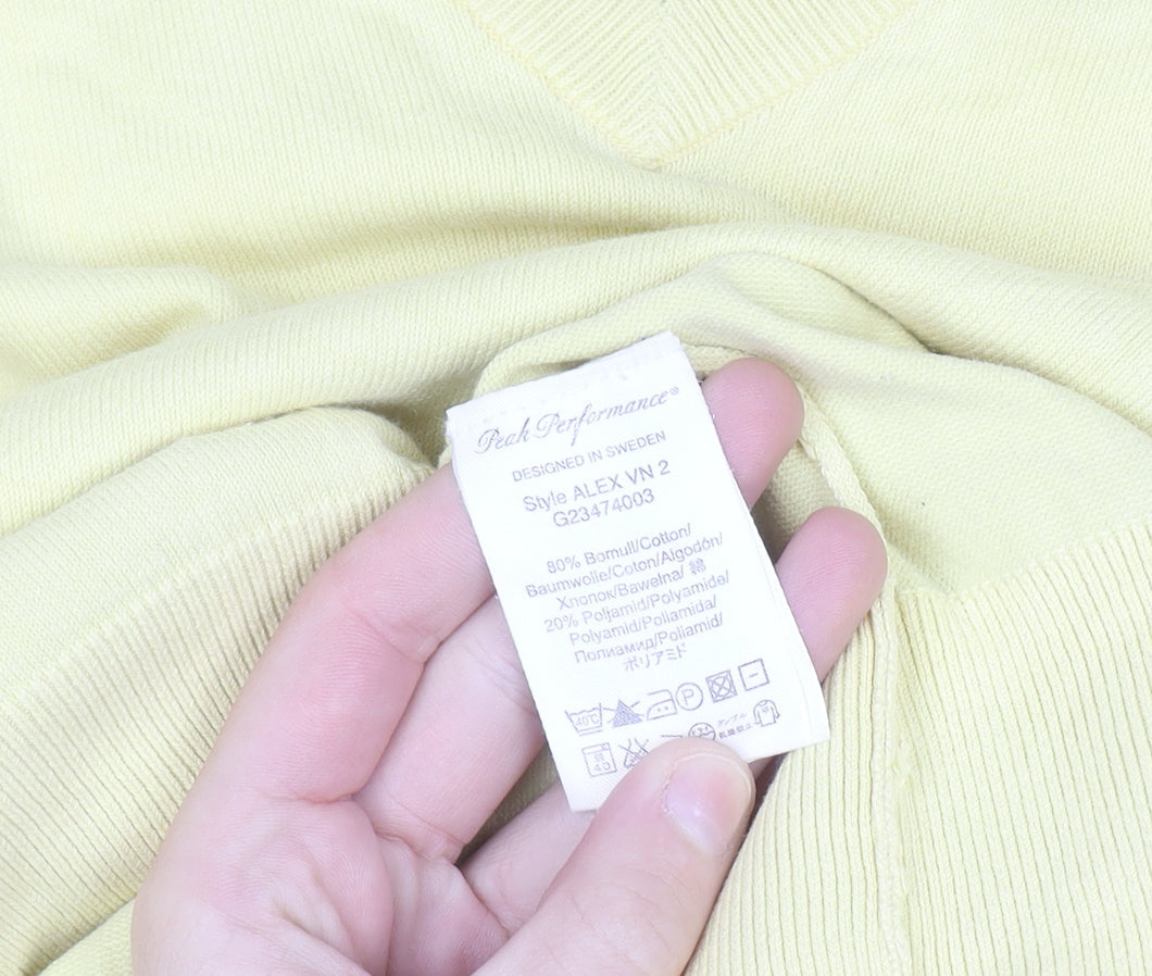 Peak Performance Men's Yellow V-Neck Cotton Knit Jumper XL