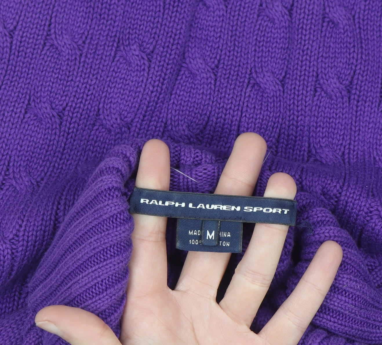 Ralph Lauren Sport Women’s Purple Cable-Knit Roll Neck Jumper M