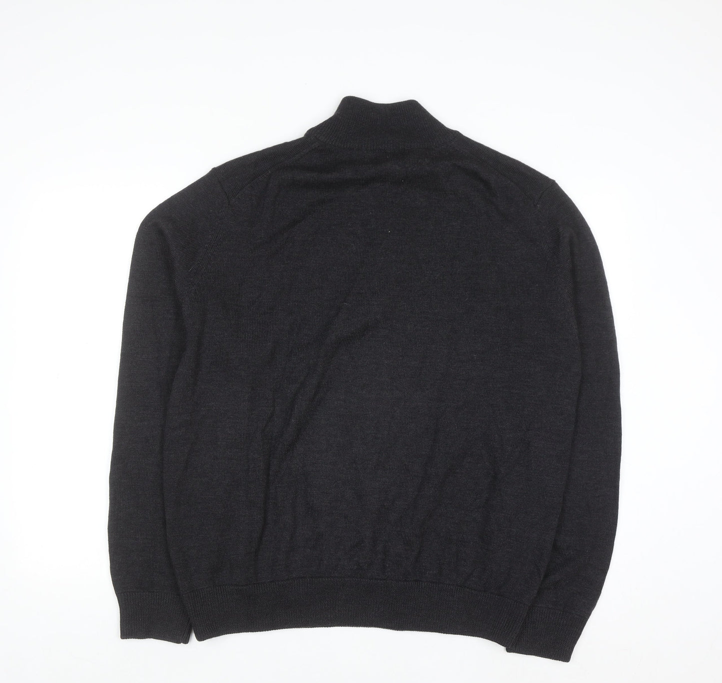 Brooks Brothers Men's Black XL Merino Wool 1/2 Zip Jumper