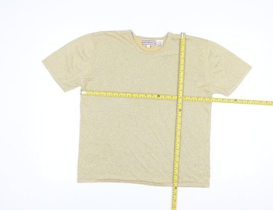 Westbound Womens Gold Knit Short Sleeve Pullover Jumper M