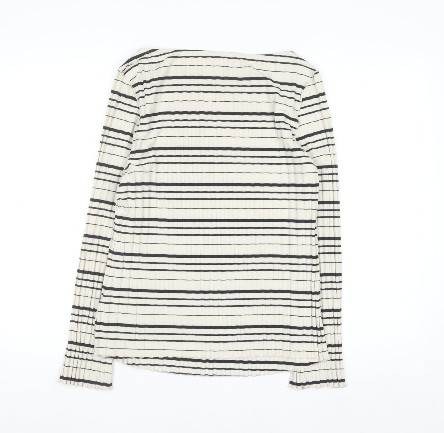 Marks and Spencer Womens Black Striped Long Sleeve Jersey Top Size 16