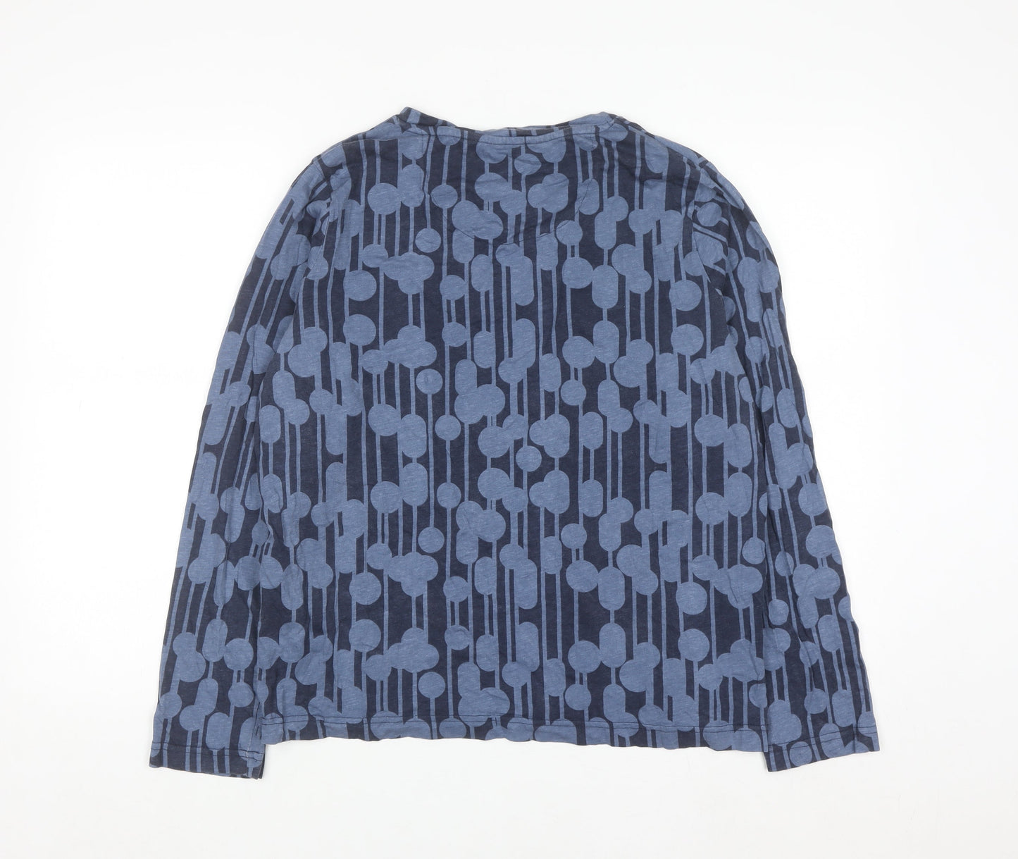 Orla Kiely Regatta Women Blue Geometric Long Sleeve Cotton Top UK 16