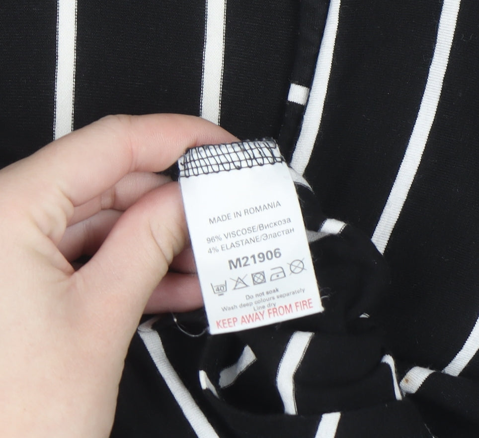 Next Womens Black White Striped Long Sleeve Viscose Blouse UK 18