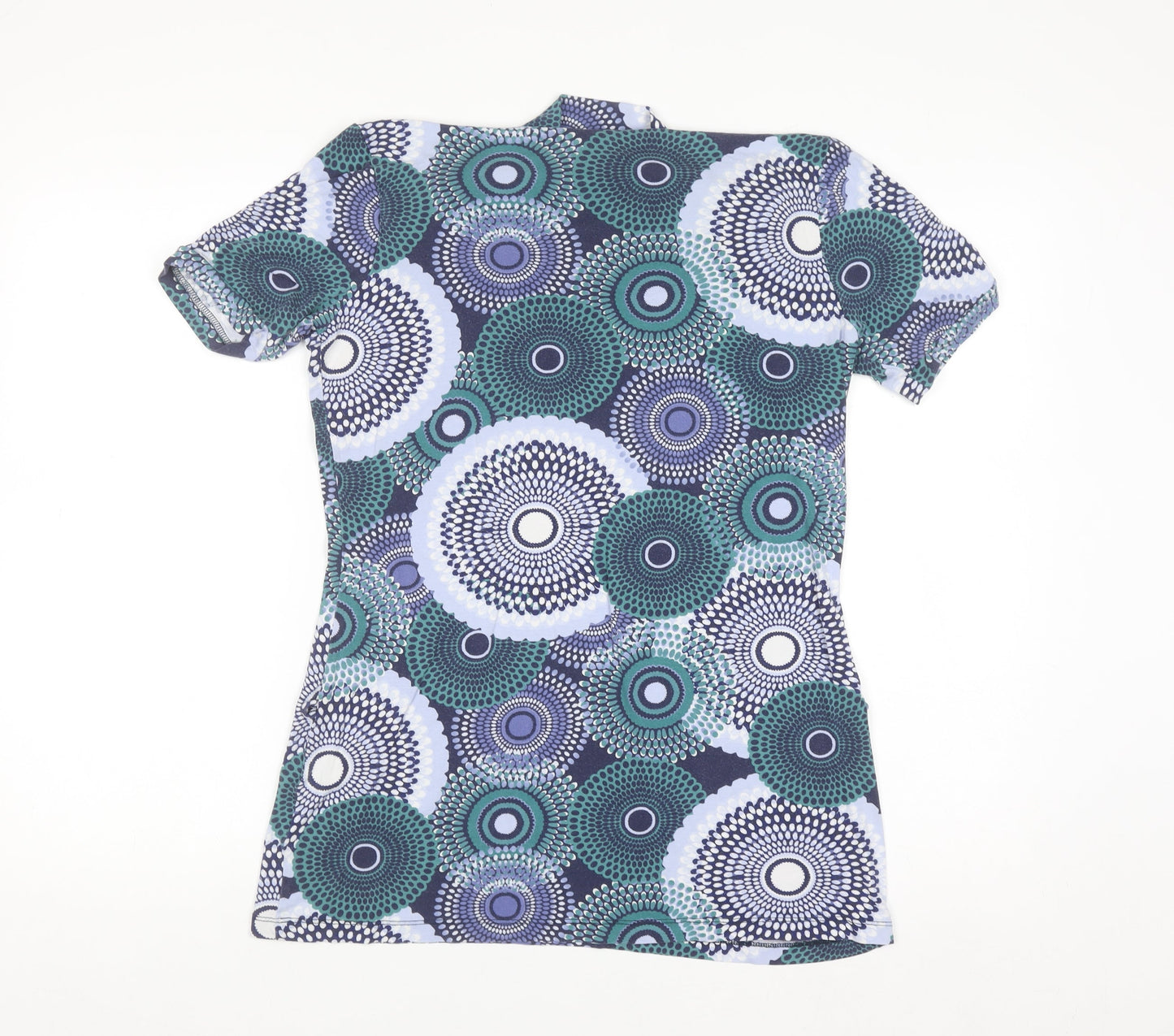 Lakeland Women's Multicoloured Geometric Cowl Neck Short Sleeve T-Shirt Size 12