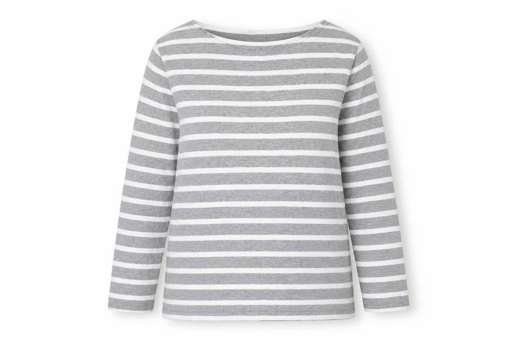 Levi's Women's Grey Striped Long Sleeve Basic Cotton T-Shirt S