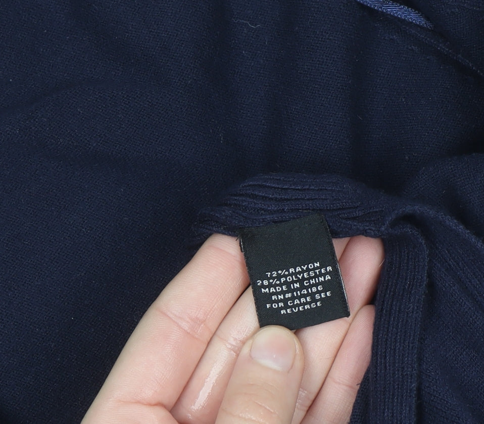 Verve Ami Women's Blue Longline Cardigan Size S Knit Open Front Pockets