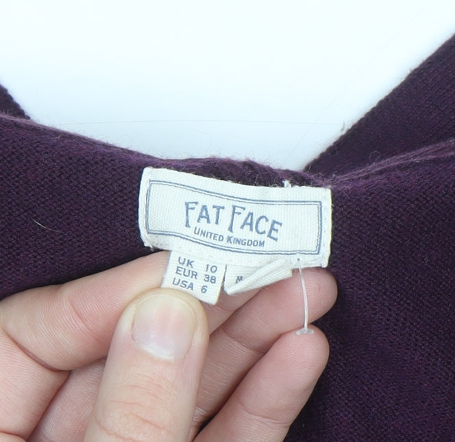 Fat Face Womens Purple Wool Blend Cardigan UK 10 Long Sleeve V-Neck