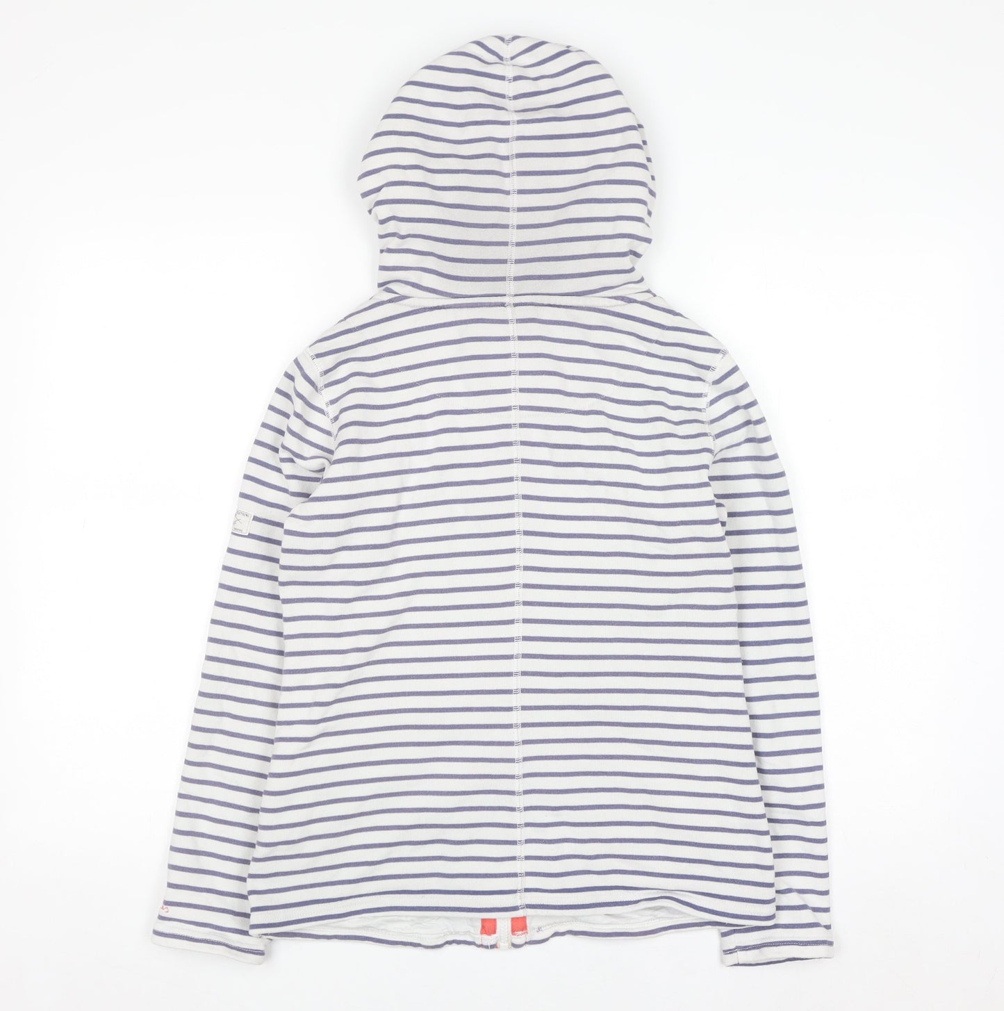 Joules Women's White & Navy Striped Full Zip Hoodie UK 8 Cotton Blend