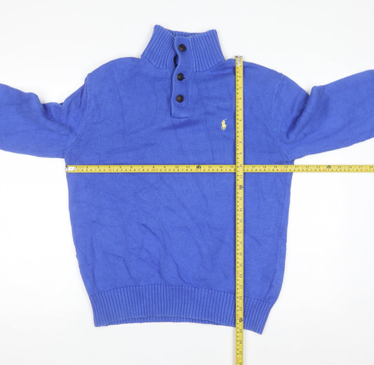 Polo Ralph Lauren Men's Blue Wool Henley Jumper Medium