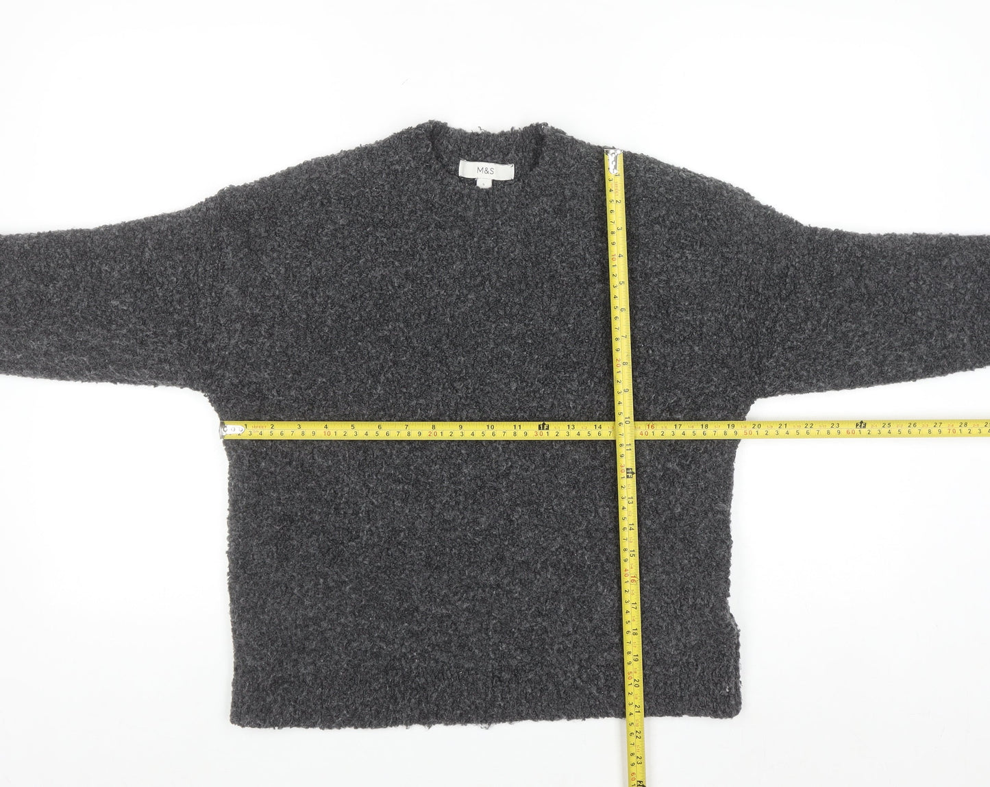 Marks and Spencer Women's Grey Chunky Knit Pullover Jumper Size S