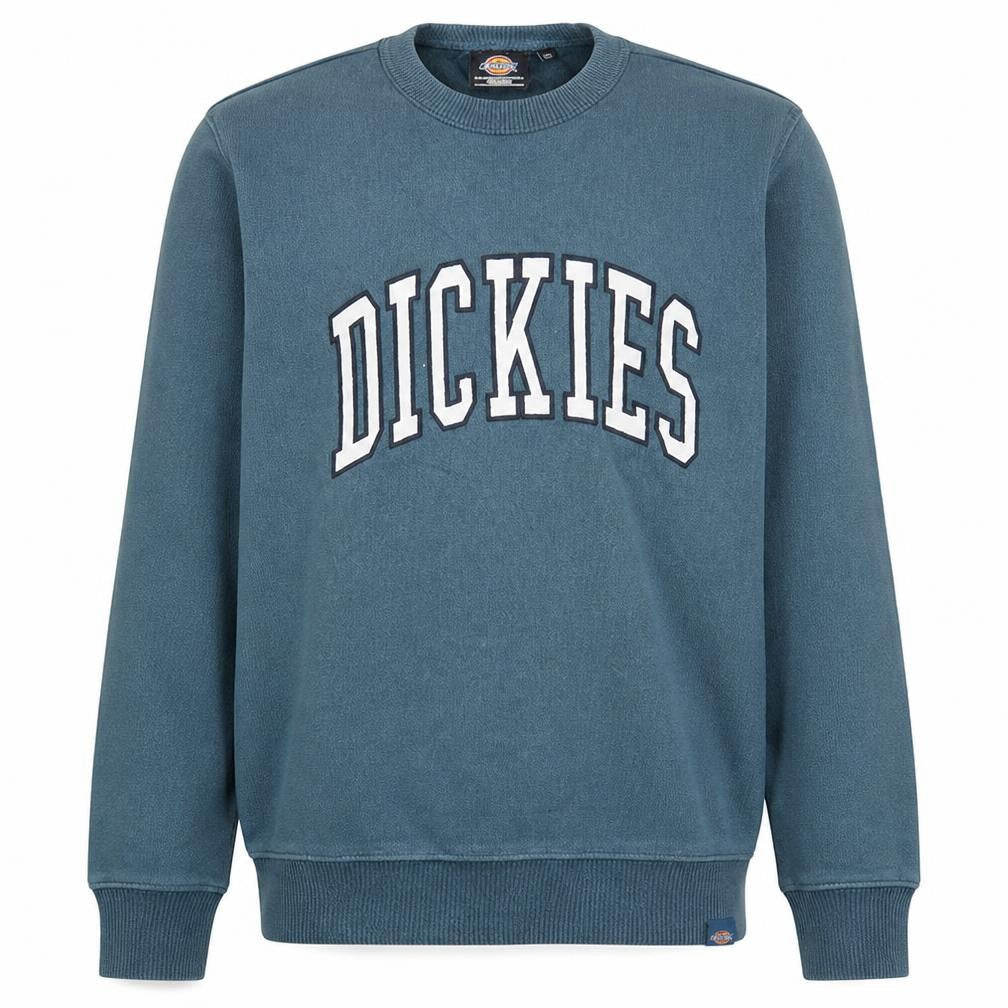 Dickies Men's Blue Crew Neck Logo Pullover Sweatshirt Medium