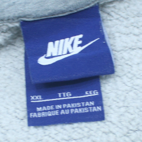 Nike Men's Grey 2XL Pullover Hoodie Logo Cotton Blend