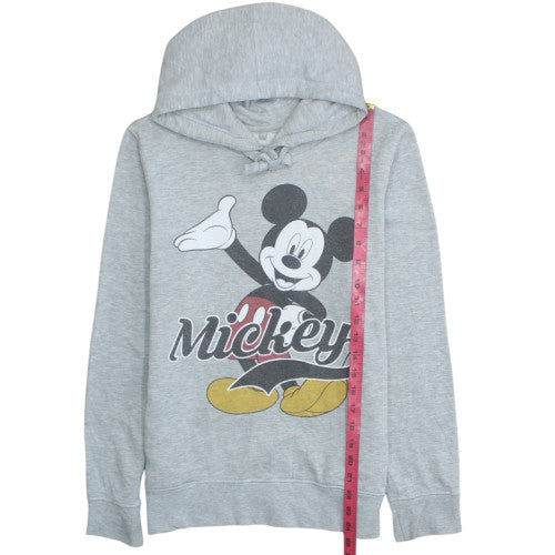 Disney Womens Grey Mickey Hoodie XS Pullover Hooded Sweatshirt