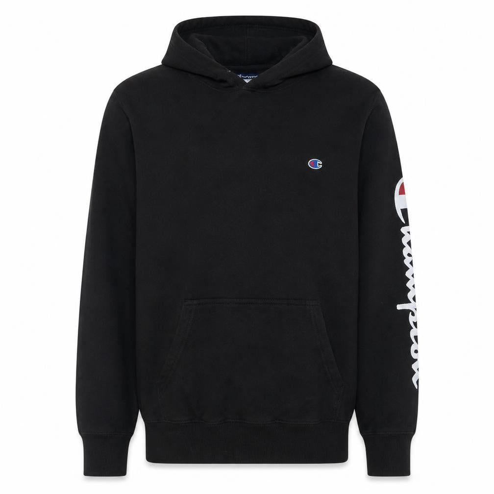 Champion Men’s Black Pullover Hoodie M Logo Sports Fleece Sweatshirt