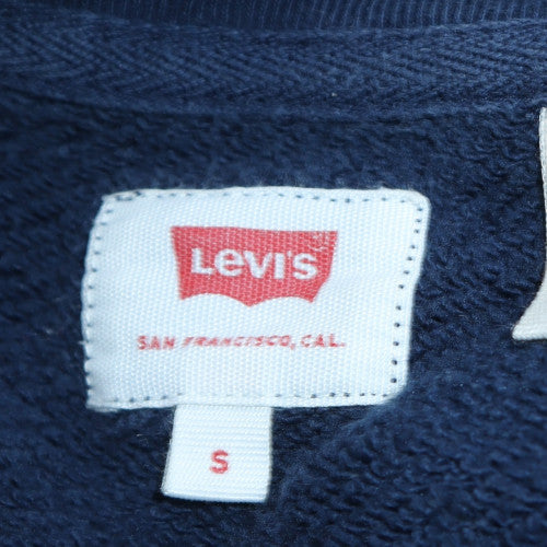 Levi's Women Navy Blue Tartan Logo Pullover Sweatshirt Size S