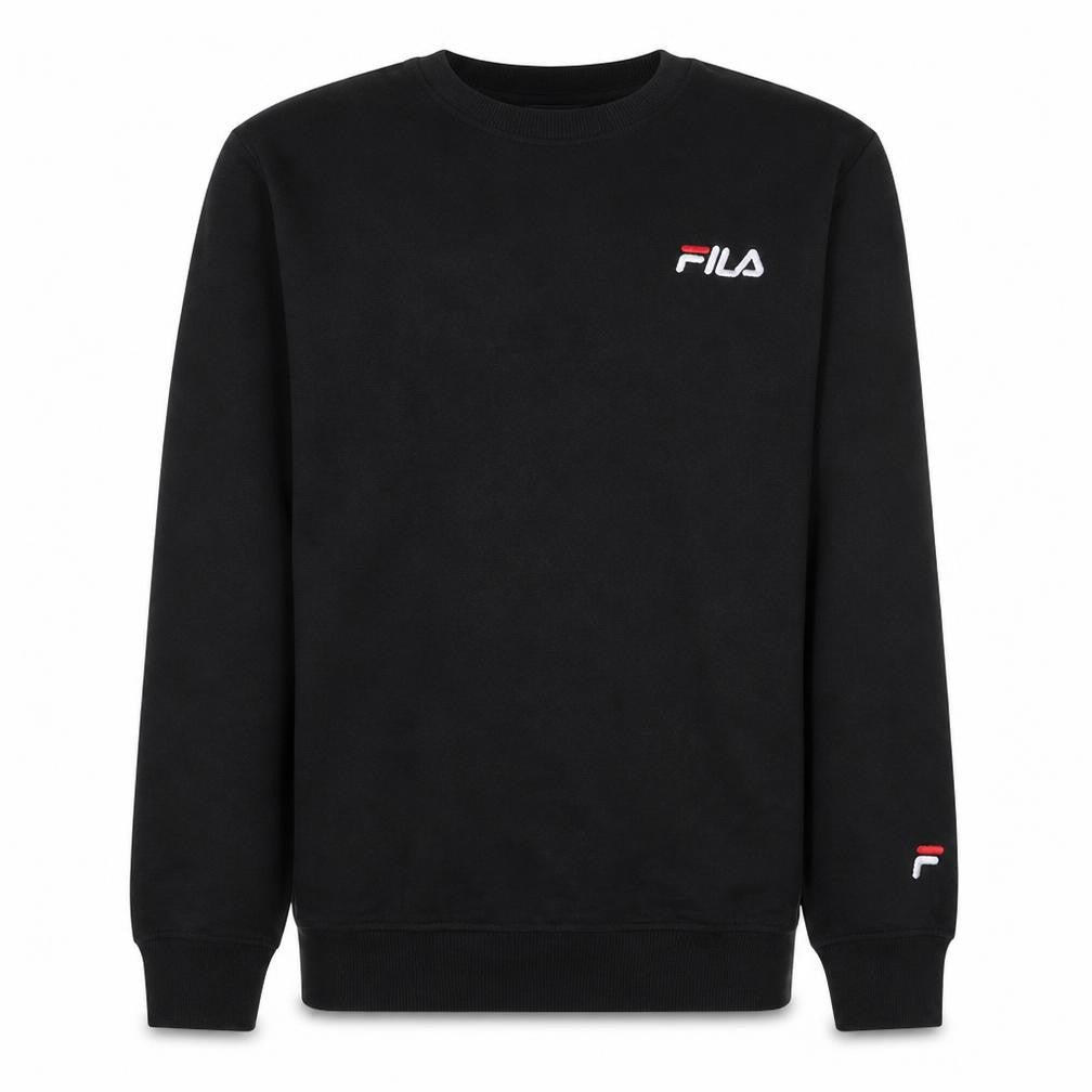 Fila Men's Black Logo Crew Neck Pullover Sweatshirt Size L