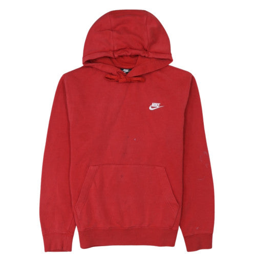 Nike Men's Red Pullover Hoodie Small Embroidered Logo Fleece