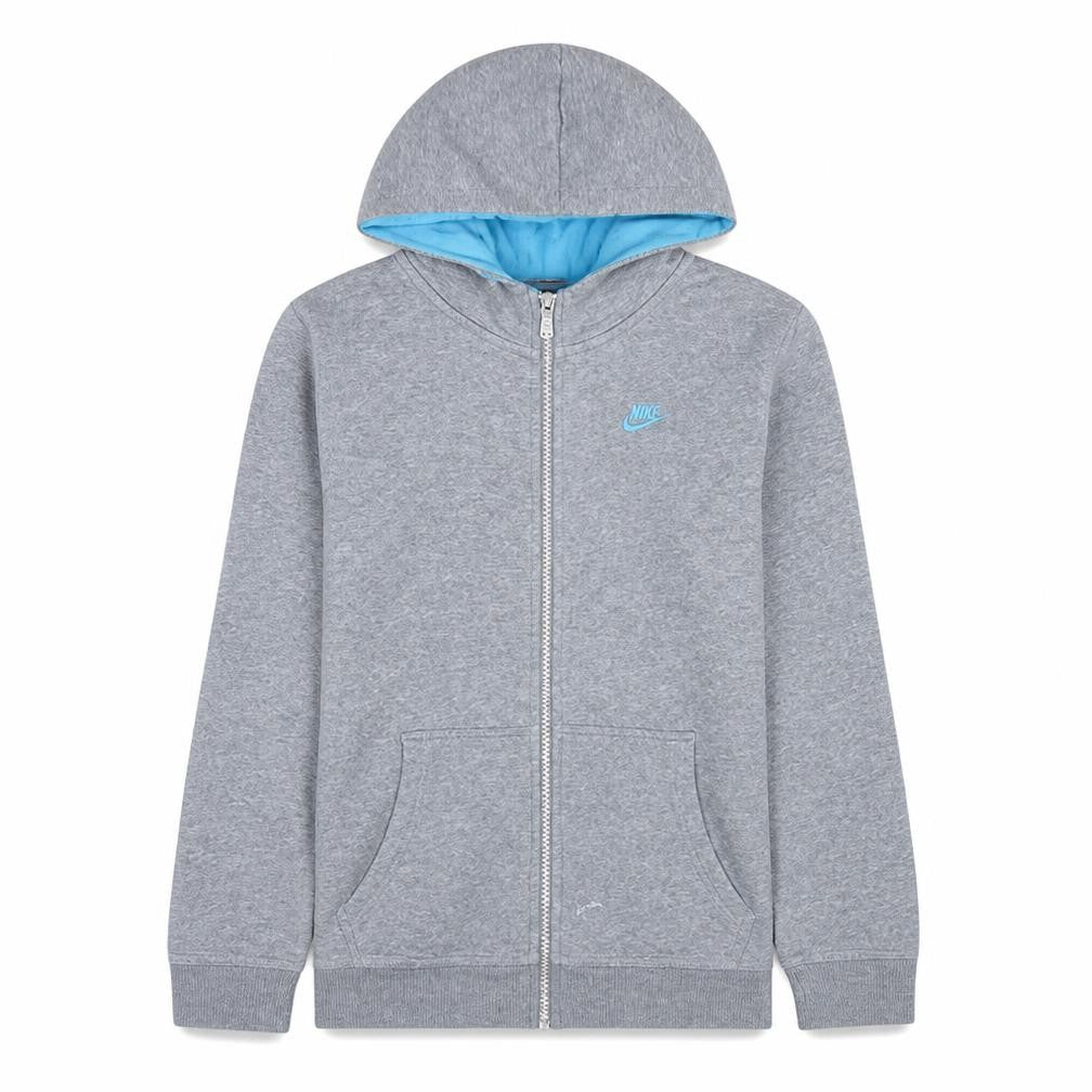 Nike Boys Grey Full Zip Hoodie Size 12-13 Years Lined Hooded Sweatshirt