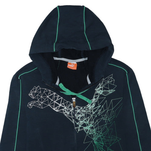Puma Men's Black Full Zip Hoodie L Sports Graphic Hooded Sweatshirt