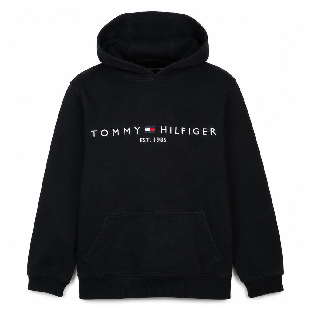 Tommy Hilfiger Men's Black Pullover Hoodie M Classic Logo Fleece