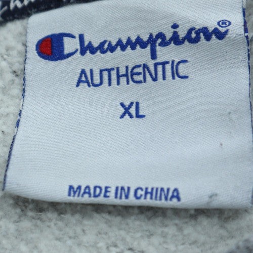 Champion Men's Grey Pullover Hoodie XL Sports Logo Fleece