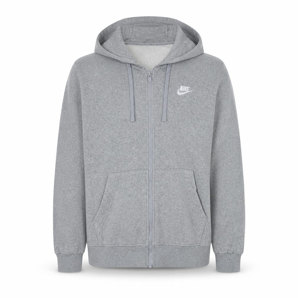 Nike Mens Grey Full Zip Hoodie M Classic Fleece Sweatshirt