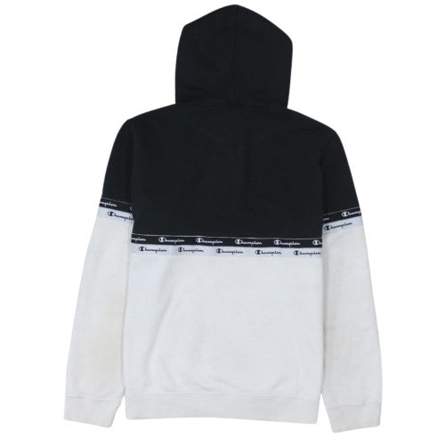 Champion Men's Black & White 1/2 Zip Hoodie Medium Logo Pullover Sweatshirt