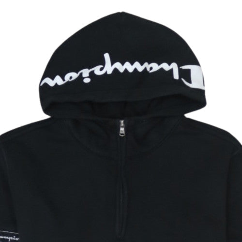 Champion Men's Black & White 1/2 Zip Hoodie Medium Logo Pullover Sweatshirt