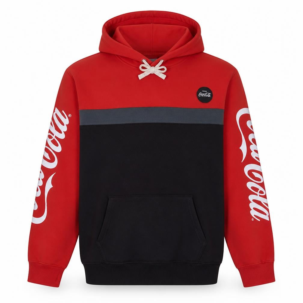 Coca-Cola Men's Red 2XL Pullover Hoodie with Logo Graphic