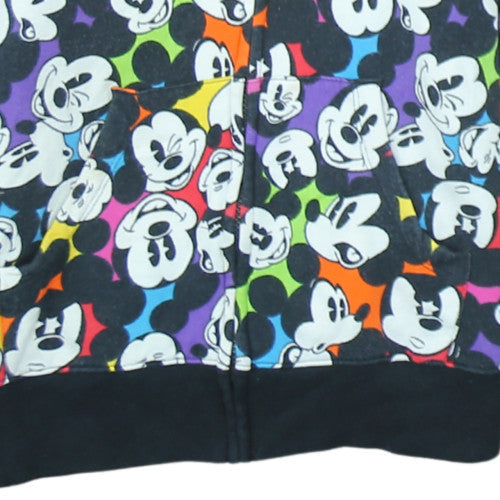 Disneyland Paris Womens Black Multicoloured Mickey Mouse Full Zip Hoodie Size S