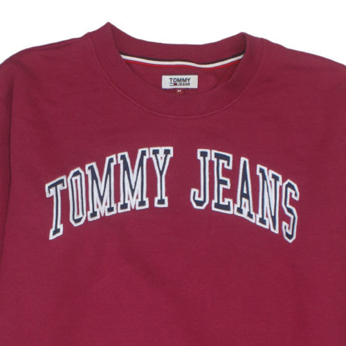 Tommy Jeans Womens Red Pullover Sweatshirt M Logo Cotton Blend